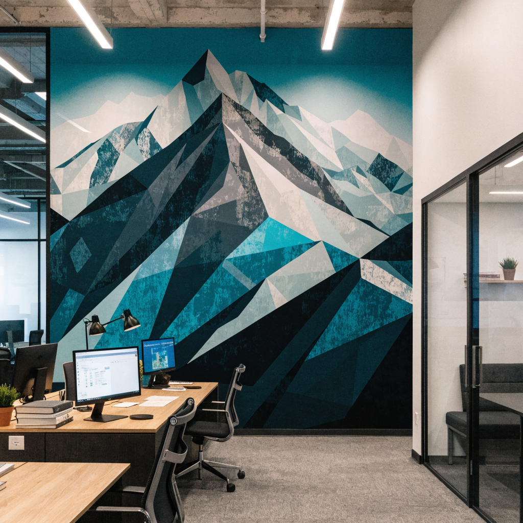 Decoração de parede com painel impresso