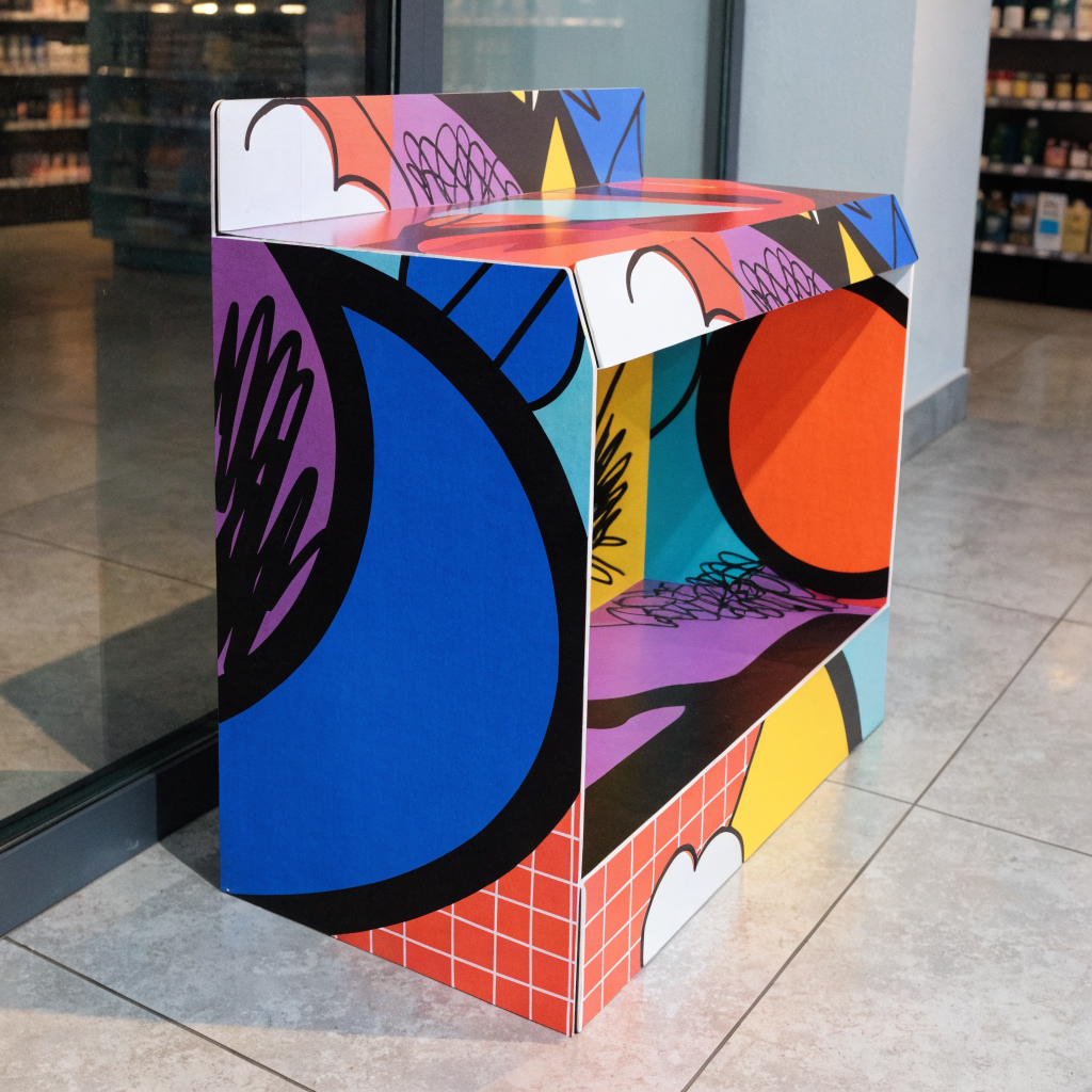 Display de balcão em PVC impresso